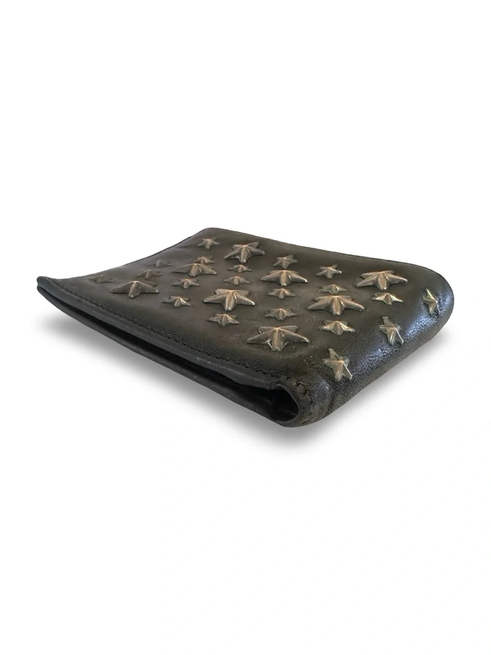 Jimmy Choo Black Leather Wallet with Gold Star Studs